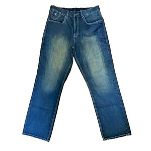 Rocawear Mens 36 Dark Wash Straight Leg Jeans Y2K Hip Hop Streetwear Embroidered